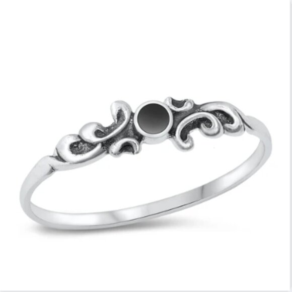 925 Sterling Silver Black Agate Filigree Ring w/ polishing cloth Size 9 NEW - Picture 12 of 12